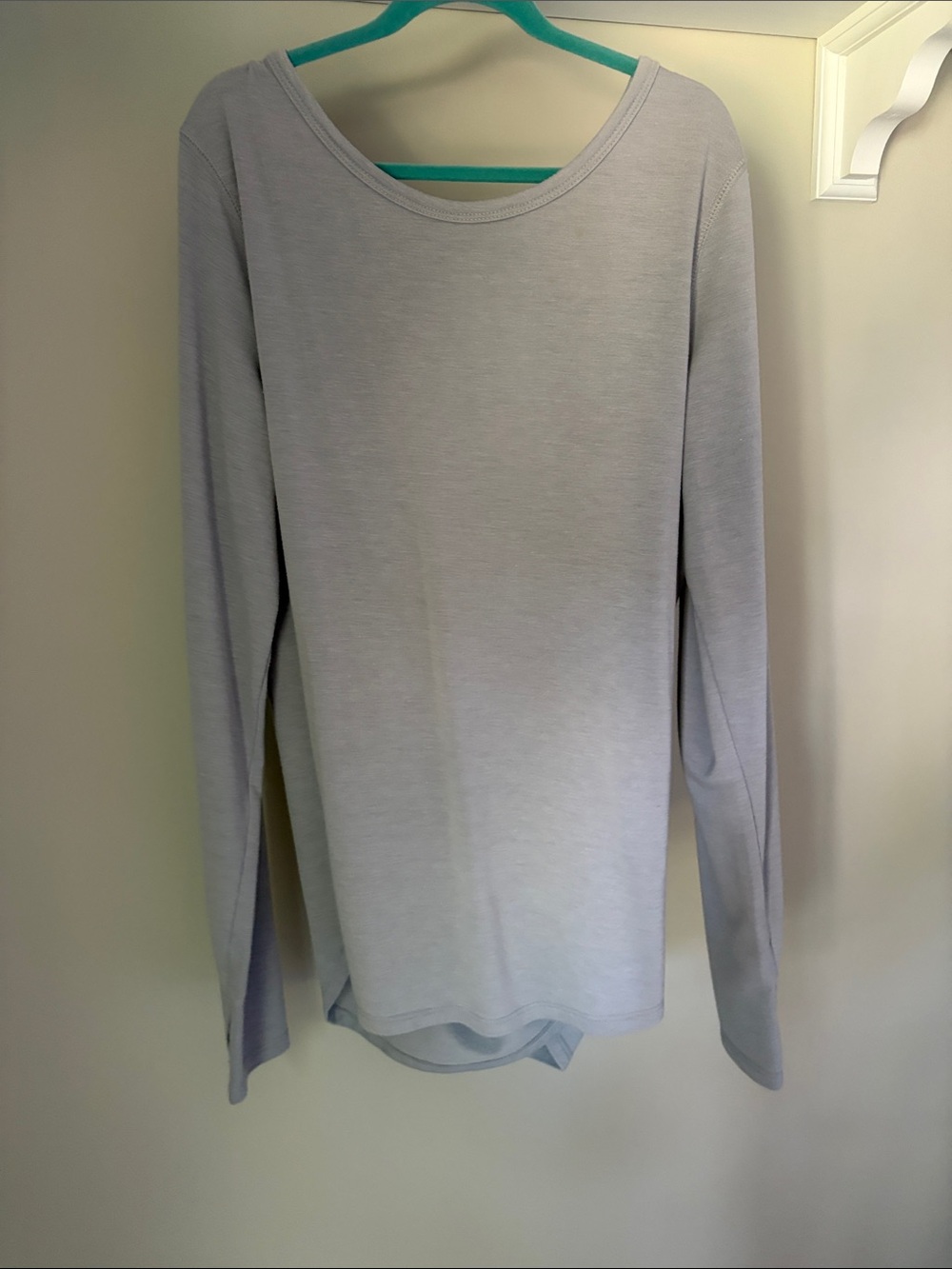 Light Gray Long Sleeve Active Top with Open Back